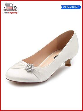 ✨ Women's Closed Toe Comfort Kitten Heels Satin Wedding Evening Dress Shoes